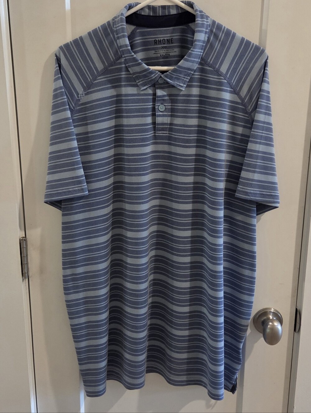 Rhone Delta Pique Striped Performance Polo Shirt Blue - Size XXL - Style 101356